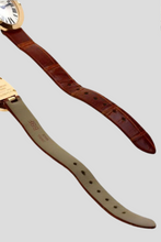 Load image into Gallery viewer, 18K Rose Gold Brown Alligator Skin Baignoire Watch by Cartier
