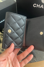 Load image into Gallery viewer, Black GHW Caviar Classic Flap Card Holder Wallet by Chanel
