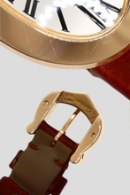 Load image into Gallery viewer, 18K Rose Gold Brown Alligator Skin Baignoire Watch by Cartier
