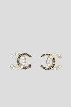 Load image into Gallery viewer, Gold CC Pearl Leather Statement Earrings by Chanel
