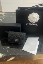 Load image into Gallery viewer, Black GHW Caviar Classic Flap Card Holder Wallet by Chanel
