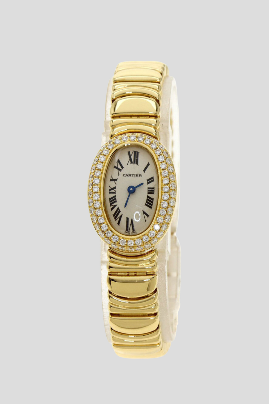 18K Yellow Gold Double Diamond Baignoire Joaillerie Watch by Cartier