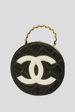 Load image into Gallery viewer, Black GHW Patent Leather CC Top Handle Vanity Case by Chanel
