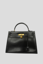 Load image into Gallery viewer, Black GHW Kelly Sellier 32 Box Calf Bag by Hermès
