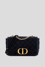 Load image into Gallery viewer, Dark Blue Denim Medium Dior Caro Suede Bag by Dior
