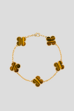 Load image into Gallery viewer, Gold Vintage Alhambra Bracelet 5 Motifs 18K Yellow Gold Tiger Eye by Van Cleef &amp; Arpels
