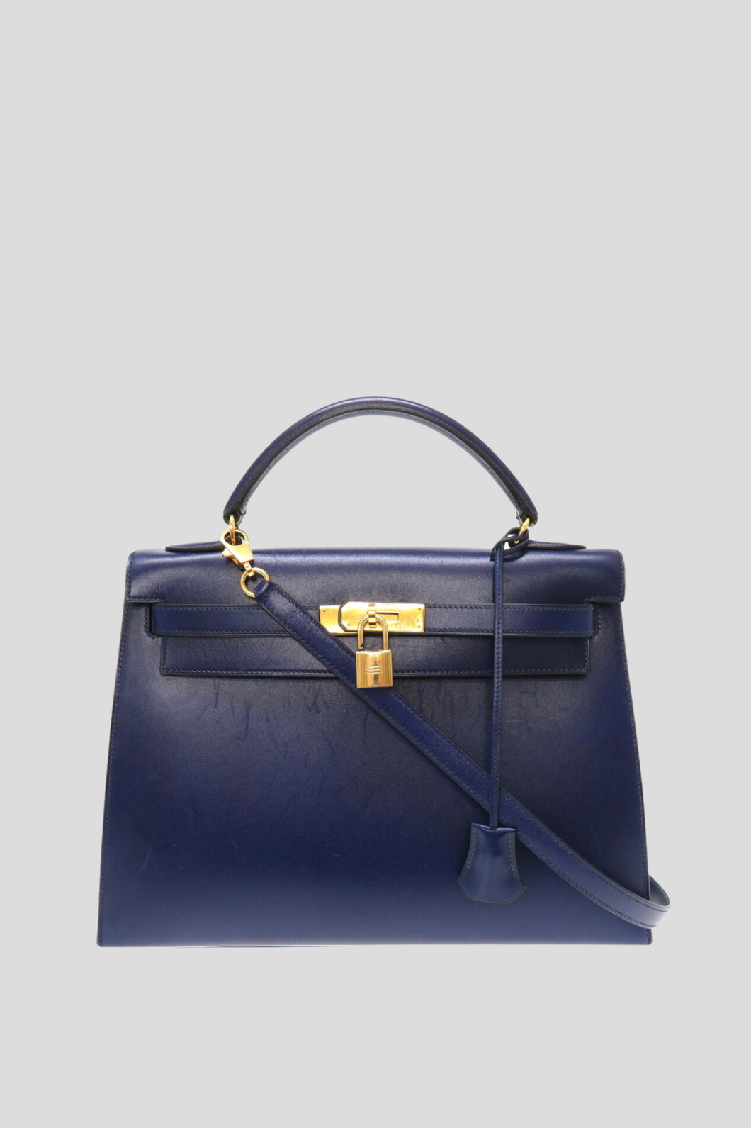 Bleu Royal GHW Kelly Sellier 32 Box Calf Leather Bag by Hermès