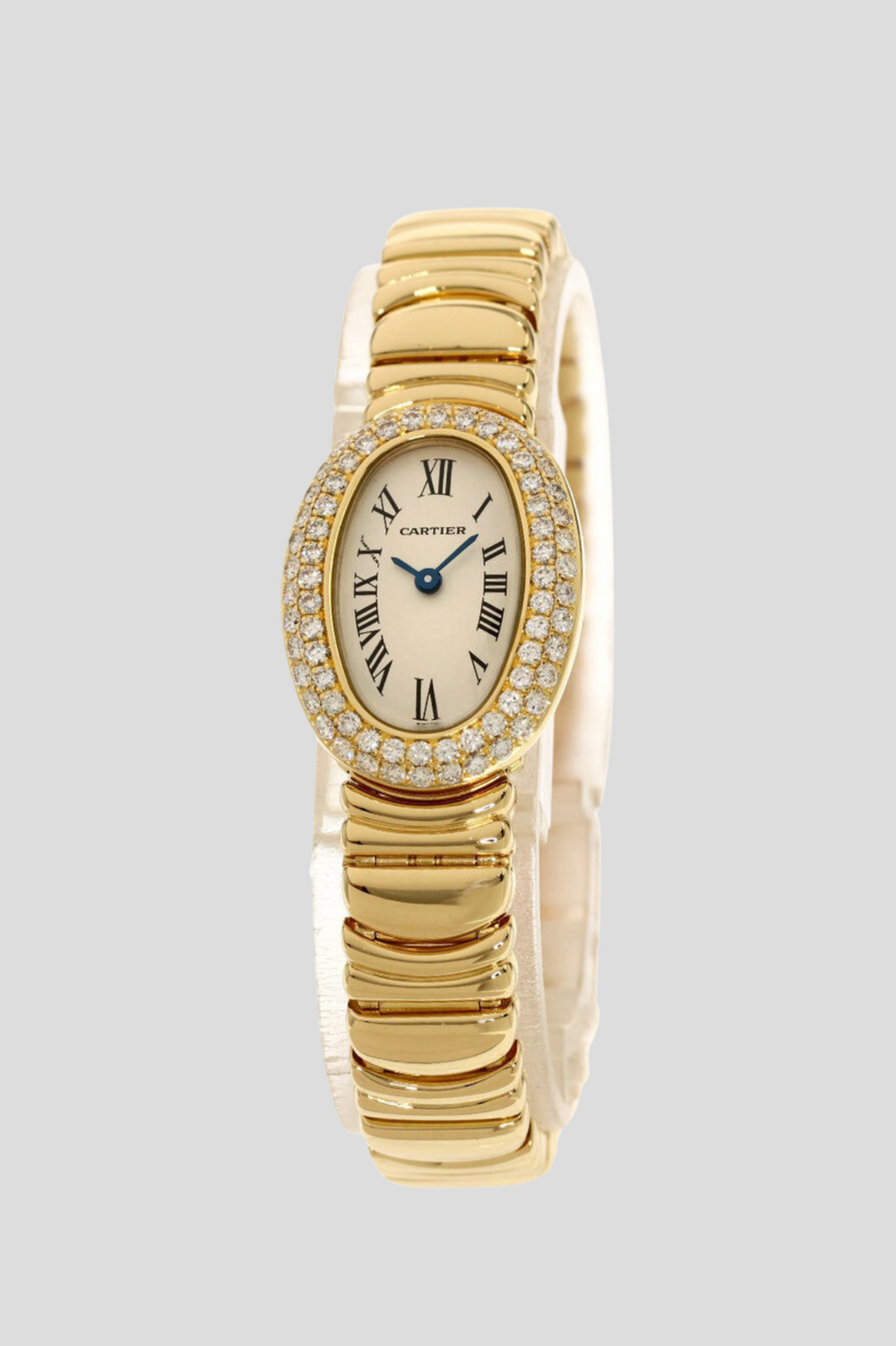 18K Yellow Gold Double Diamond Baignoire Joaillerie Watch by Cartier