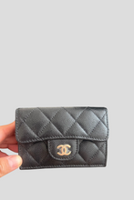 Load image into Gallery viewer, Black GHW Caviar Classic Flap Card Holder Wallet by Chanel
