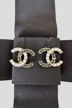 Load image into Gallery viewer, Gold CC Pearl Leather Statement Earrings by Chanel
