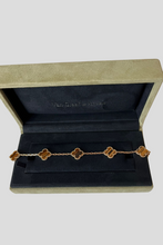 Load image into Gallery viewer, Gold Vintage Alhambra Bracelet 5 Motifs 18K Yellow Gold Tiger Eye by Van Cleef &amp; Arpels
