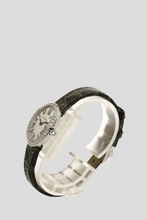 Load image into Gallery viewer, 18K White Gold Diamond Grey and White Alligator Skin Baignoire Watch by Cartier
