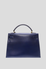 Load image into Gallery viewer, Bleu Royal GHW Kelly Sellier 32 Box Calf Leather Bag by Hermès
