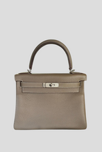 Load image into Gallery viewer, Etoupe PHW Kelly Retourne 28 Taurillon Clemence Leather Bag by Hermès
