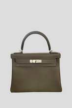 Load image into Gallery viewer, Etoupe PHW Kelly Retourne 28 Taurillon Clemence Leather Bag by Hermès
