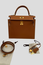 Load image into Gallery viewer, Gold GHW Kelly Sellier 28 Epsom Leather Bag by Hermès
