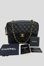 Load image into Gallery viewer, Black GHW Caviar Vintage Large Camera Flap Bag by Chanel
