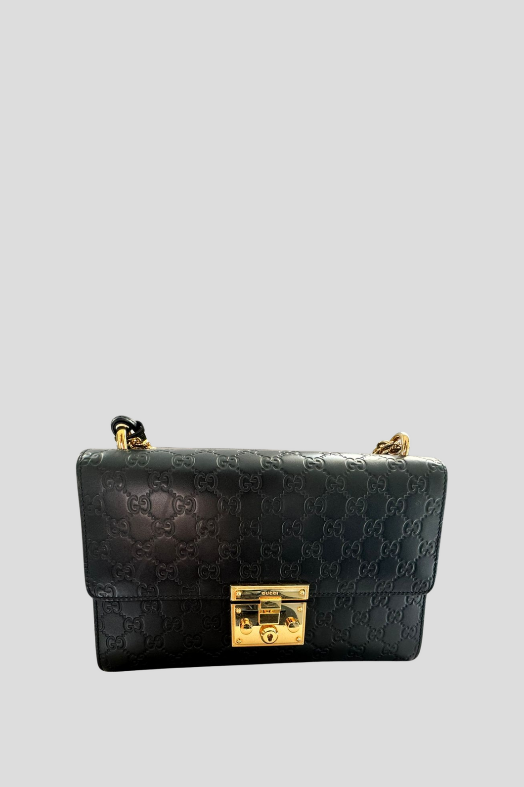 Black GHW Guccissima Padlock Shoulder Bag by Gucci