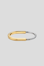 Load image into Gallery viewer, Gold Tiffany Lock Bangle Yellow Gold White Gold Half Pavé Diamonds by Tiffany &amp; Co.
