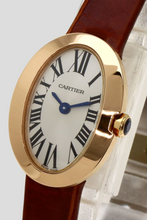 Load image into Gallery viewer, 18K Rose Gold Brown Alligator Skin Baignoire Watch by Cartier
