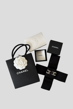 Load image into Gallery viewer, Gold CC Pearl Leather Statement Earrings by Chanel
