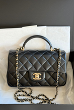 Load image into Gallery viewer, Black GHW Mini Top Handle Lambskin Leather Bag by Chanel
