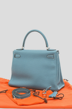 Load image into Gallery viewer, Blue Jean PHW Kelly Retourne 28 Taurillon Clemence Leather Bag by Hermès
