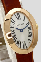 Load image into Gallery viewer, 18K Rose Gold Brown Alligator Skin Baignoire Watch by Cartier
