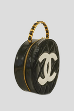 Load image into Gallery viewer, Black GHW Patent Leather CC Top Handle Vanity Case by Chanel
