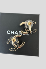 Load image into Gallery viewer, Gold CC Pearl Leather Statement Earrings by Chanel
