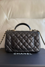 Load image into Gallery viewer, Black GHW Mini Top Handle Lambskin Leather Bag by Chanel
