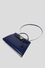 Load image into Gallery viewer, Bleu Royal GHW Kelly Sellier 32 Box Calf Leather Bag by Hermès
