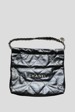 Load image into Gallery viewer, Black AWHW Chanel 22 Small Shiny Calfskin Bag by Chanel
