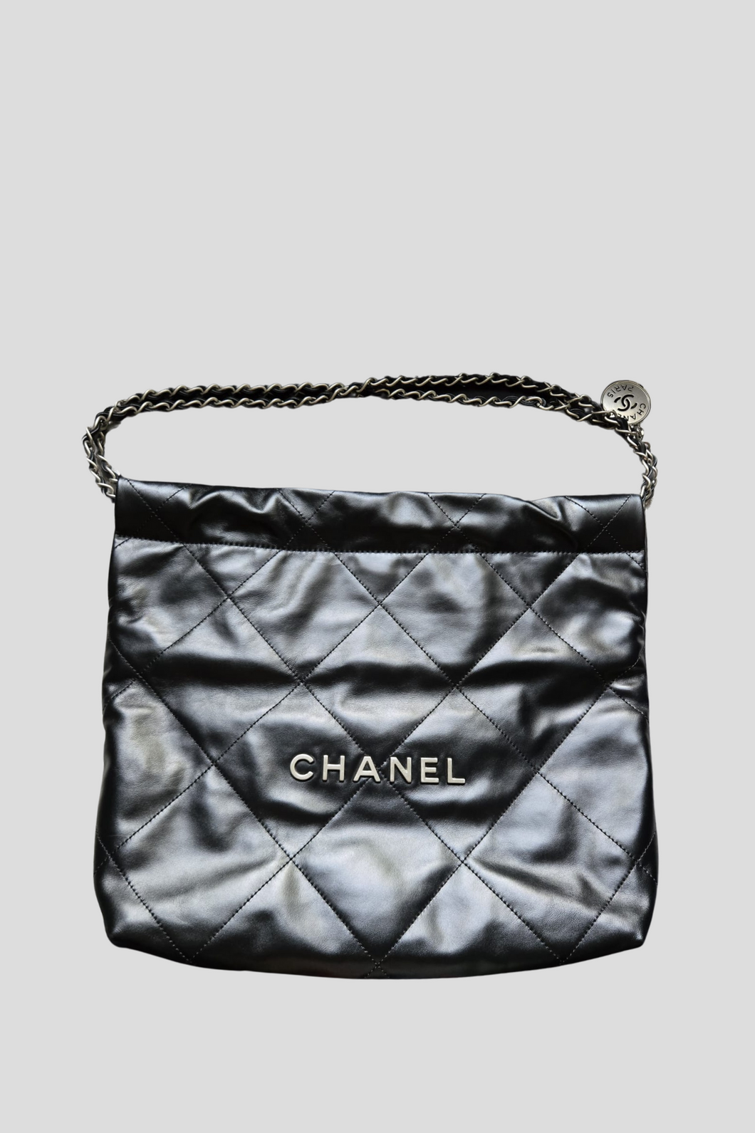 Black AWHW Chanel 22 Small Shiny Calfskin Bag by Chanel