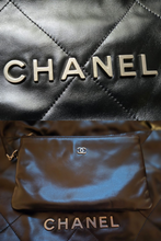 Load image into Gallery viewer, Black AWHW Chanel 22 Small Shiny Calfskin Bag by Chanel
