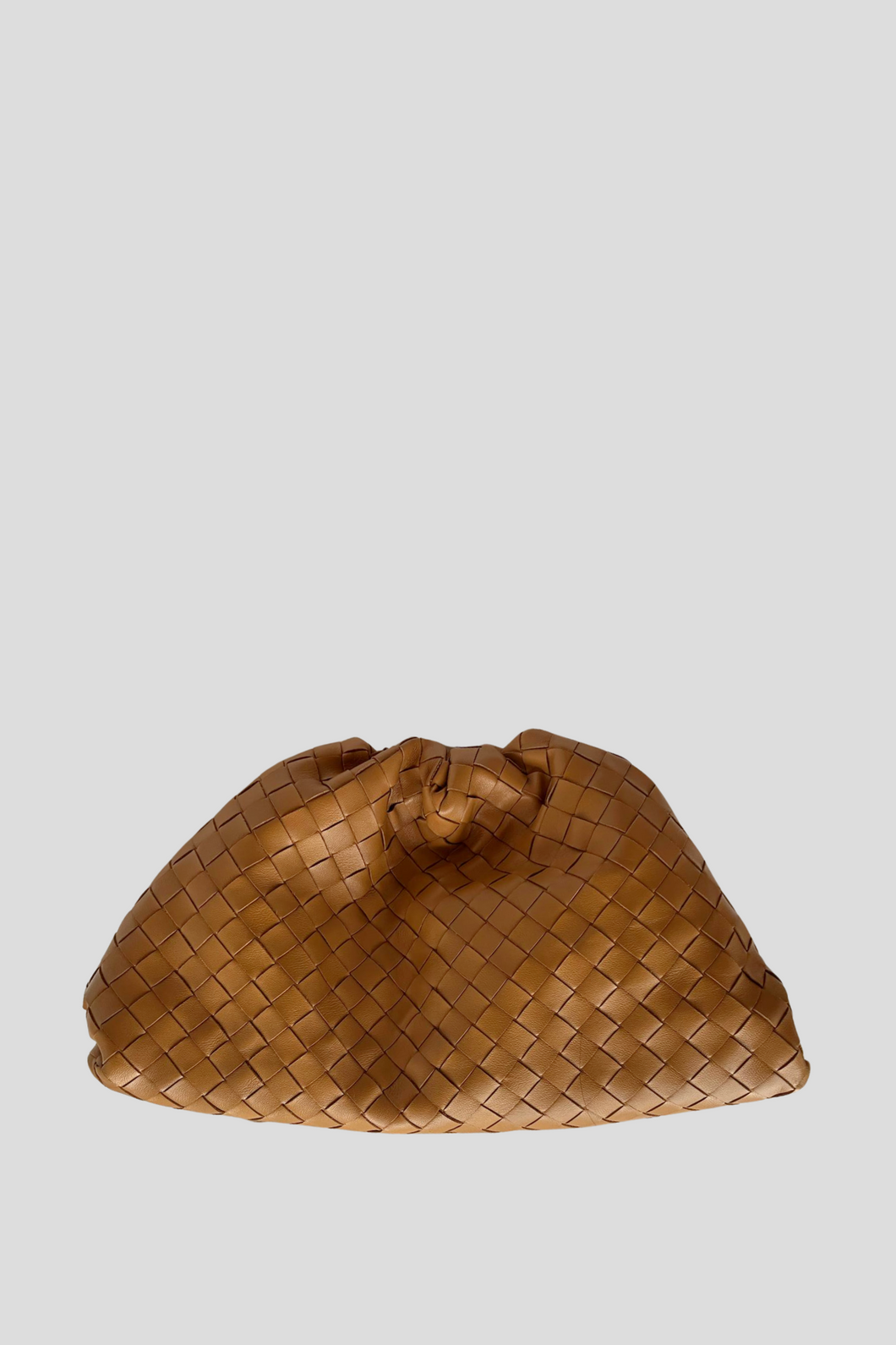 Caramel Intrecciato Leather Classic Pouch by Bottega Veneta