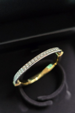 Load image into Gallery viewer, Gold Tiffany Lock Bangle Yellow Gold White Gold Half Pavé Diamonds by Tiffany &amp; Co.
