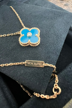 Load image into Gallery viewer, Celestial Blue Vintage Alhambra Holiday Pendant Diamond 18K Yellow Gold Porcelain by Van Cleef &amp; Arpels
