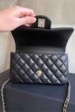 Load image into Gallery viewer, Black GHW Mini Top Handle Lambskin Leather Bag by Chanel
