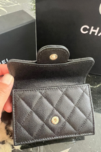 Load image into Gallery viewer, Black GHW Caviar Classic Flap Card Holder Wallet by Chanel
