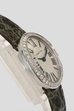 Load image into Gallery viewer, 18K White Gold Diamond Grey and White Alligator Skin Baignoire Watch by Cartier
