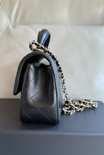 Load image into Gallery viewer, Black GHW Mini Top Handle Lambskin Leather Bag by Chanel
