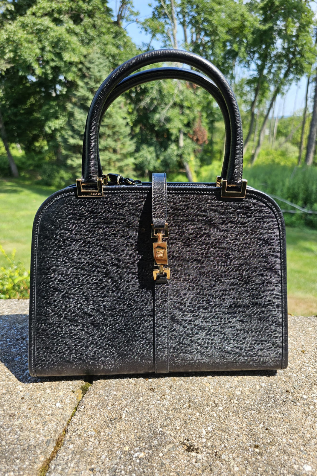 Black GHW Vintage Jackie Top Handle Bag by Gucci