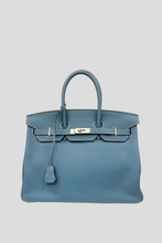 Load image into Gallery viewer, Blue Jean PHW Birkin 35 Togo Leather Bag by Hermès
