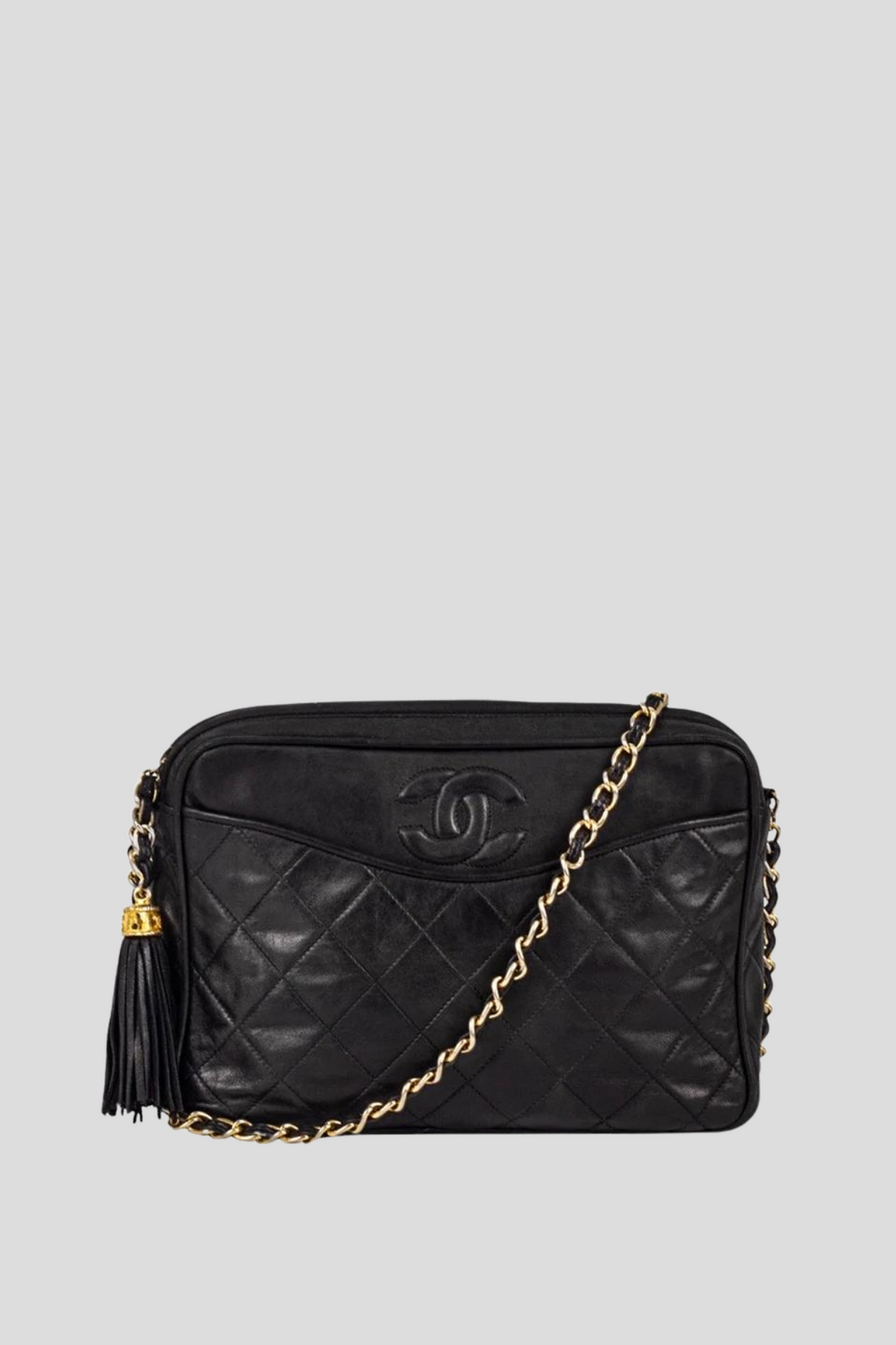 Black Lambskin Chain Camera Shoulder Bag by Chanel