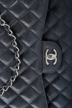 Load image into Gallery viewer, Black SHW Caviar Jumbo Classic Double Flap Bag by Chanel
