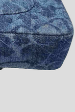 Load image into Gallery viewer, Blue RHW Floral Printed Denim Medium Classic Double Flap Bag by Chanel
