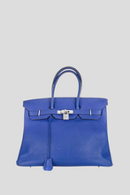 Load image into Gallery viewer, Bleu Electrique PHW Birkin 35 Clemence Leather Bag by Hermès
