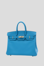 Load image into Gallery viewer, Bleu Frida PHW Birkin 25 Swift Leather Bag by Hermès
