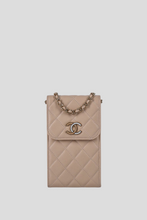 Load image into Gallery viewer, Beige GHW Lambskin Phone Holder Crossbody Bag by Chanel
